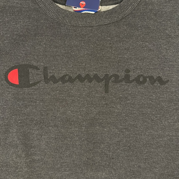 Champion Powerblend Script Logo Grey Sweatshirt size Small - Picture 6 of 7